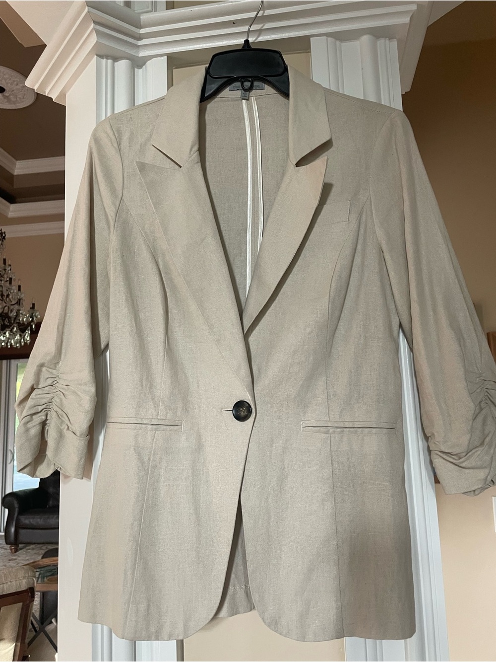 Charlotte Russe Light Beige Tailored Blazer linen blend